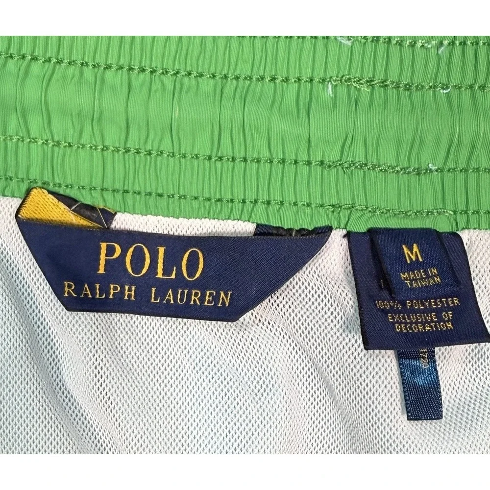 Polo Ralph Lauren Men's Teal Green Mesh Lined Swim Trunks Mid Rise Drawstring M